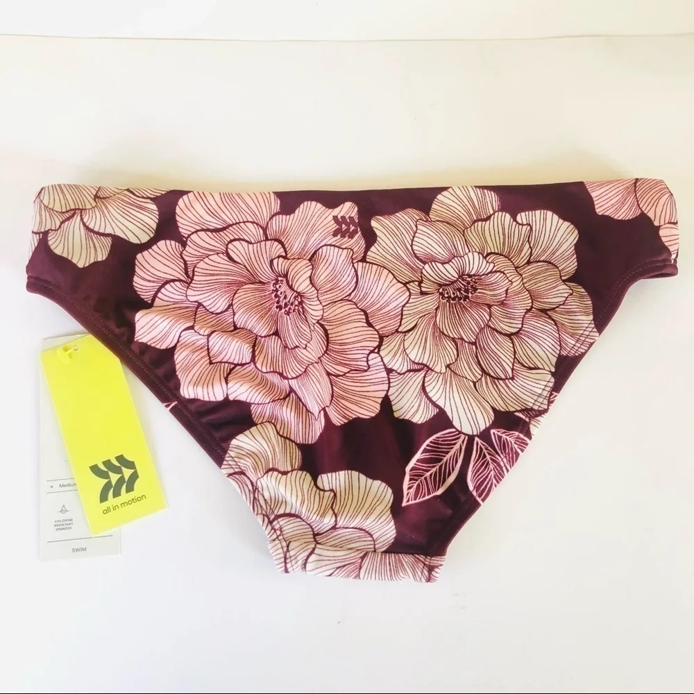 All in Motion Women's Floral Medium Coverage Hipster Bikini Bottom Size XS